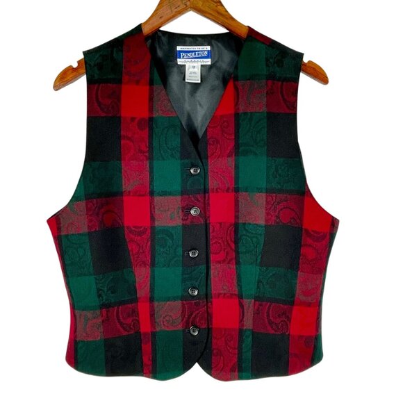 Vintage Pendleton Plaid Wool Vest Skirt Set Made in USA Size 12 - Picture 2 of 13
